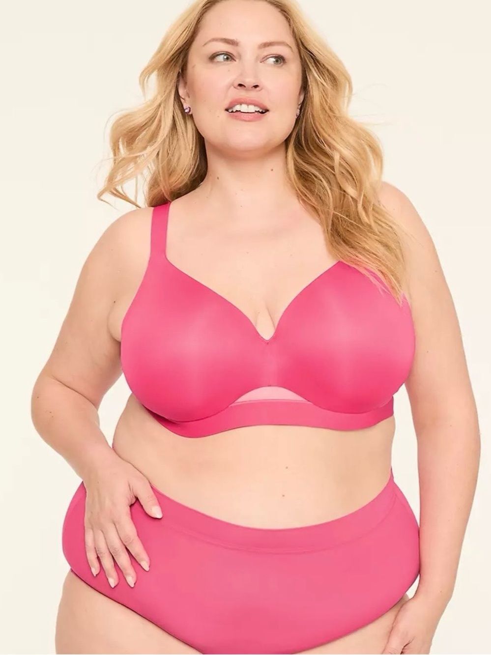NWT Cacique Comfort Bliss Lightly Lined Wire Free Full Coverage Bra Pink 40C